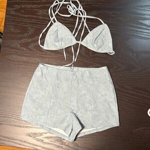 Kooka Light Blue Two-Piece Set faux leather festival style